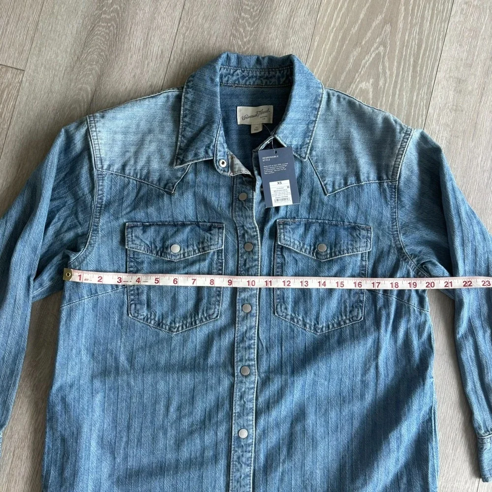 NWT Universal Thread Womens Blue Long Sleeve Snap Button Denim Dress Size XS